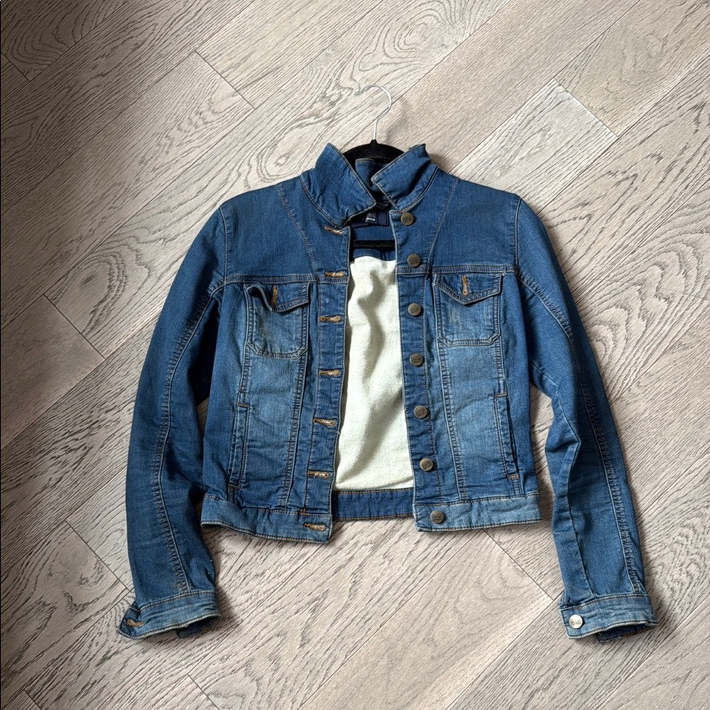 Liquid Blue Medium Indigo Jean Jacket Cropped Style